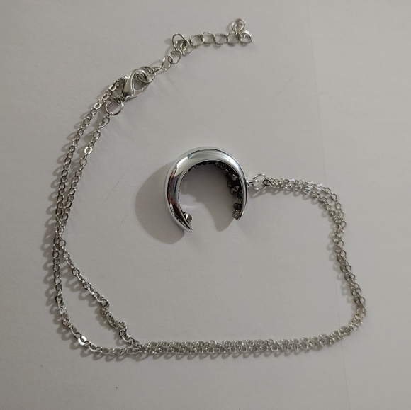 Rhinestone Cluster Moon Necklace - Picture 2 of 4